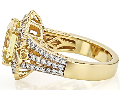 MOISSANITE FIRE® & YELLOW 5.24CTW DEW & .14CTW YELLOW SAPPHIRE 14K YELLOW GOLD OVER SILVER RING - Size 7