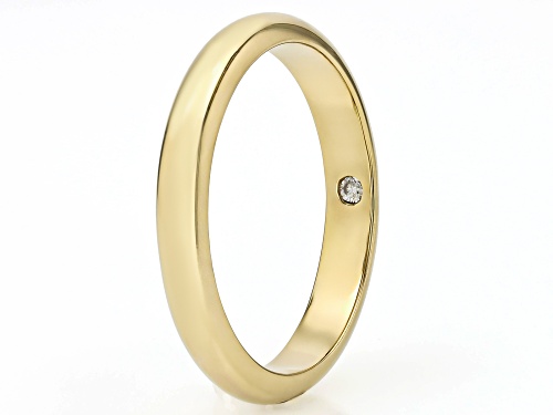 MOISSANITE FIRE® .02CT DEW ROUND BRILLIANT  14K YELLOW GOLD OVER SILVER BAND RING - Size 6