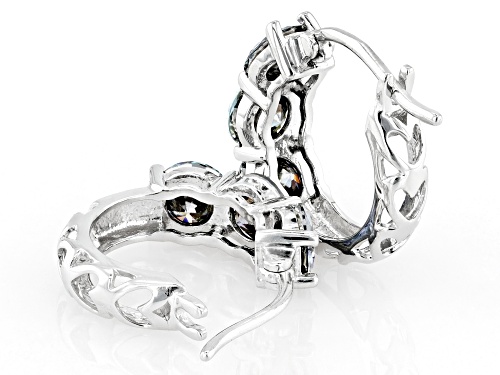 MOISSANITE FIRE® BLUE 3.00CTW DEW ROUND PLATINEVE® HUGGIE HOOP EARRINGS