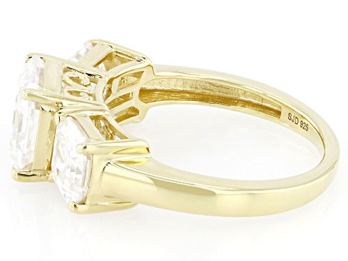 MOISSANITE FIRE® 4.86CTW DEW ASSCHER CUT 14K YELLOW GOLD OVER SILVER RING - Size 6