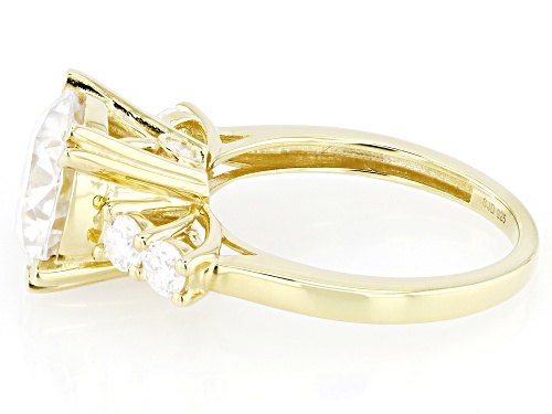 MOISSANITE FIRE® 4.06CTW DEW ROUND BRILLIANT 14K YELLOW GOLD OVER SILVER RING - Size 10