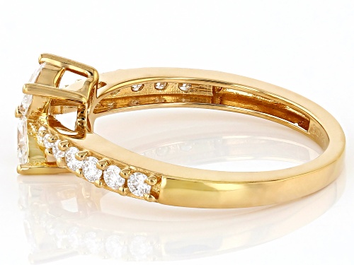 MOISSANITE FIRE® .60CTW DEW MARQUISE AND ROUND BRILLIANT 14K YELLOW GOLD OVER SILVER RING - Size 8