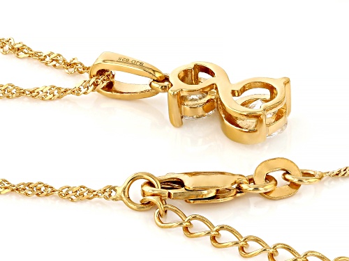MOISSANITE FIRE® .93CTW DEW ROUND BRILLIANT 14K YELLOW GOLD OVER SILVER PENDANT AND CHAIN