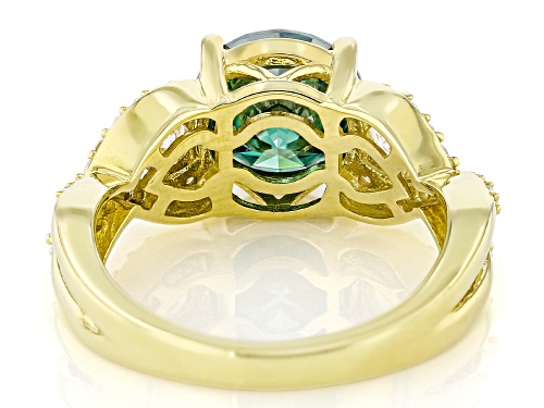 MOISSANITE FIRE® & GREEN MOISSANITE 3.34CTW DEW ROUND 14K YELLOW GOLD OVER SILVER RING - Size 9