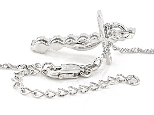 MOISSANITE FIRE® .48CTW DEW ROUND BRILLIANT PLATINEVE® CROSS PENDANT AND CHAIN