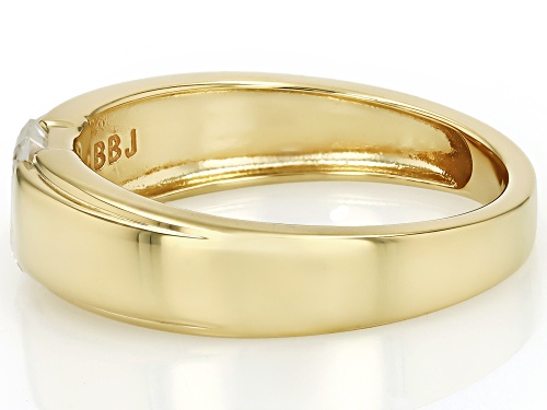 MOISSANITE FIRE® 0.58CT DEW EMERALD CUT 14K YELLOW GOLD OVER STERLING SILVER BAND RING - Size 7