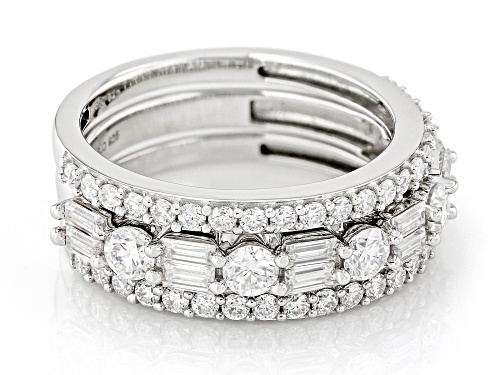 Moissanite Fire® 2.06ctw DEW Baguette And Round Platineve® Set of 3 Band Rings - Size 8