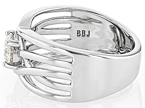 Moissanite Fire® .60ctw DEW Round Platineve® Crossover Band Ring - Size 5