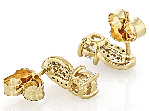 Moissanite Fire® 1.28ctw DEW Round 14K Yellow Gold Over Sterling Silver Stud Earrings