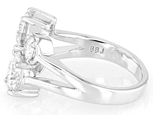 Moissanite Fire® 2.86ctw DEW Round Platineve® Cluster Ring - Size 6