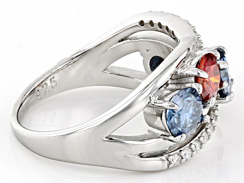 MOISSANITE FIRE® AND MULTI COLOR MOISSANITE 2.66CTW DEW ROUND PLATINEVE® RING - Size 5