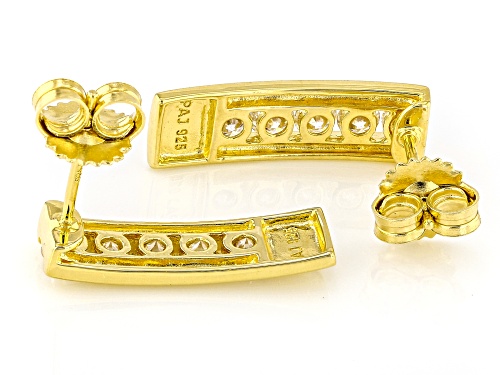 MOISSANITE FIRE® 1.00CTW DEW ROUND 14K YELLOW GOLD OVER SILVER EARRINGS