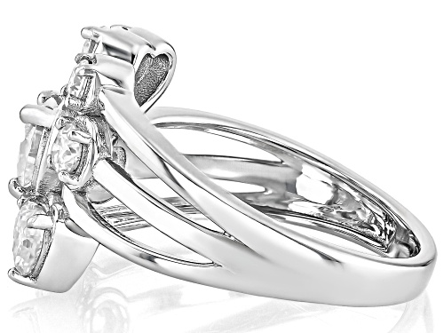 MOISSANITE FIRE® 1.28CTW DEW HEART SHAPE AND ROUND BRILLIANT PLATINEVE® RING - Size 7