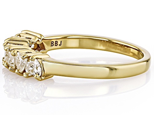 MOISSANITE FIRE® .63CTW DEW HEART 14K YELLOW GOLD OVER SILVER BAND RING - Size 7