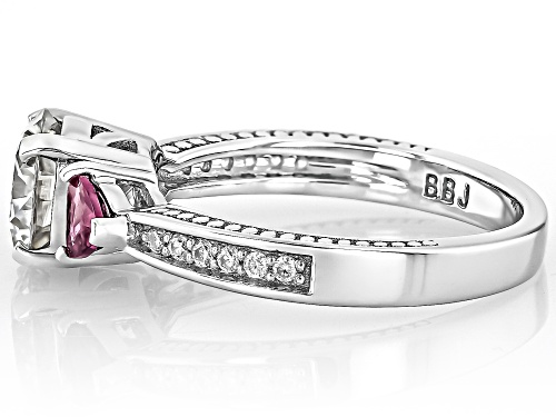MOISSANITE FIRE® 1.62CTW DEW AND .60CTW RHODOLITE PLATINEVE® RING - Size 9
