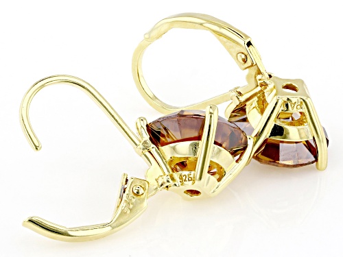 MOISSANITE FIRE® CHAMPAGNE 5.40CTW DEW ROUND 14K YELLOW GOLD OVER SILVER EARRINGS
