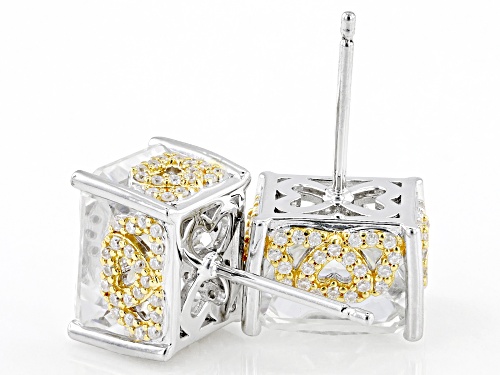 MOISSANITE FIRE® 8.58CTW DEW PLATINEVE® & 14K YELLOW GOLD OVER SILVER EARRINGS