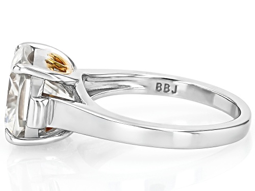 MOISSANITE FIRE® 5.00CT DEW PLATINEVE® & 14K YELLOW GOLD OVER SILVER RING - Size 10