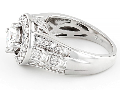 MOISSANITE FIRE® 1.42CTW DEW ROUND AND BAGUETTE PLATINEVE® RING - Size 10