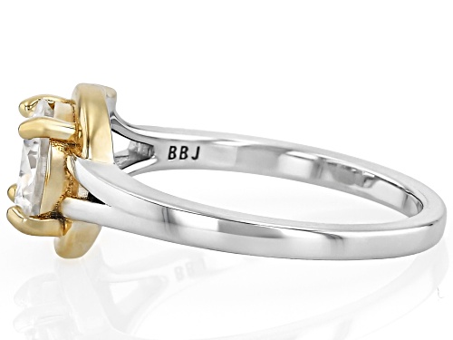 MOISSANITE FIRE® 1.20CT DEW ROUND  PLATINEVE® AND 14K YELLOW GOLD OVER PLATINEVE TWO TONE RING - Size 8