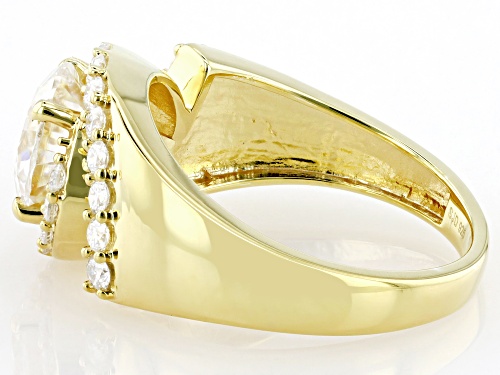 MOISSANITE FIRE® 2.54CTW DEW ROUND BRILLIANT 14K YELLOW GOLD OVER SILVER RING - Size 7