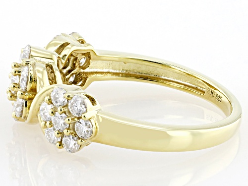 MOISSANITE FIRE® .84CTW DEW ROUND BRILLIANT 14K YELLOW GOLD OVER SILVER RING - Size 6