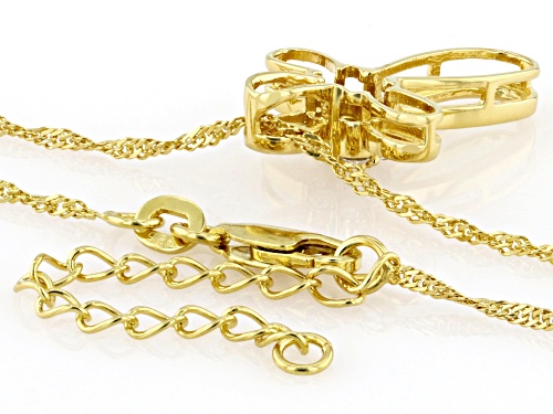 MOISSANITE FIRE® .21CTW DEW ROUND 14K YELLOW GOLD OVER SILVER CROSS PENDANT AND CHAIN