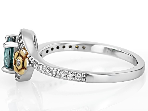 MOISSANITE FIRE® & GREEN MOISSANITE  1.08CTW DEW PLATINEVE® & 14K YELLOW GOLD OVER PLATINEVE RING - Size 8