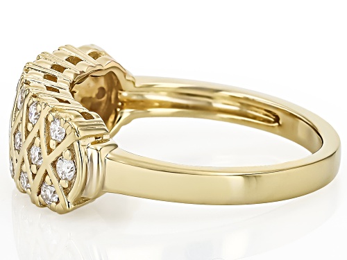 MOISSANITE FIRE® .44CTW DEW ROUND BRILLIANT 14K YELLOW GOLD OVER SILVER RING - Size 6