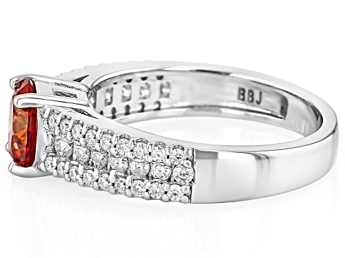 MOISSANITE FIRE® AND RED MOISSANITE  1.86CTW DEW ROUND PLATINEVE® RING - Size 8