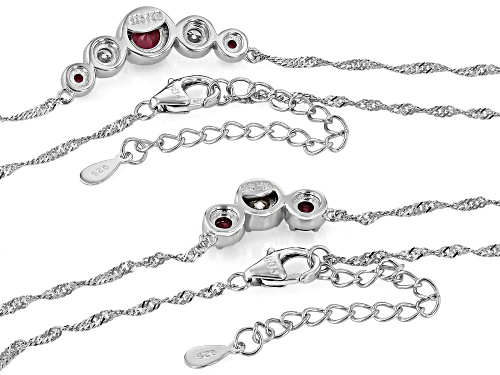 MOISSANITE FIRE® .96CTW DEW AND RHODOLITE GARNET PLATINEVE® SET OF TWO 18 INCH NECKLACES - Size 18