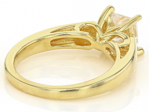 MOISSANITE FIRE® 1.20CT DEW PRINCESS CUT 14K YELLOW GOLD OVER SILVER RING - Size 9