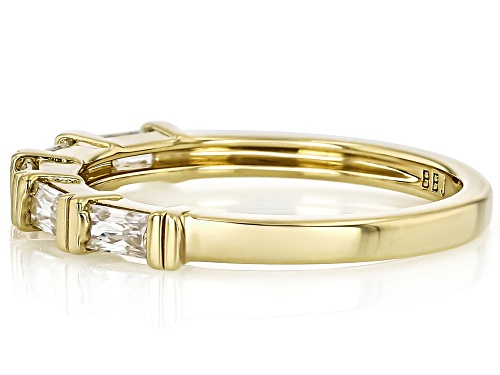 MOISSANITE FIRE® .50CTW DEW BAGUETTE 14K YELLOW GOLD OVER SILVER BAND RING - Size 6