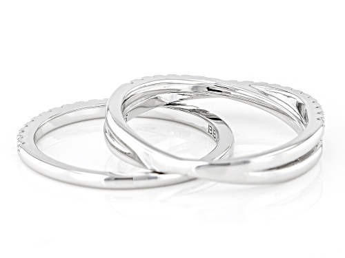 MOISSANITE FIRE® .49CTW ROUND BRILLIANT PLATINEVE® SET OF TWO RINGS - Size 7