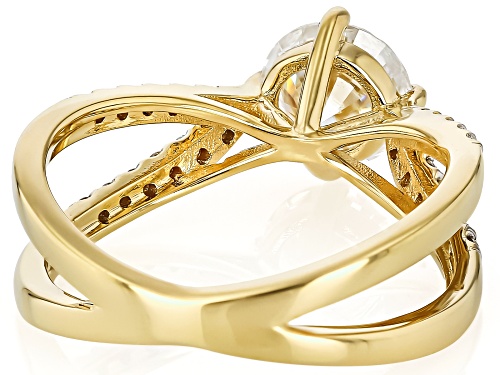 MOISSANITE FIRE® 1.44CTW DEW ROUND BRILLIANT 14K YELLOW GOLD OVER SILVER RING - Size 7