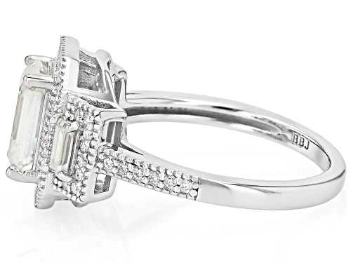 MOISSANITE FIRE® 2.49CTW EMERALD WITH BAGUETTE AND ROUND PLATINEVE® RING - Size 6