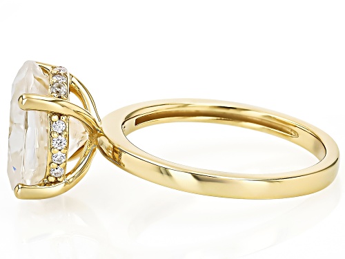 MOISSANITE FIRE® 6.08CTW DEW OVAL AND ROUND 14K YELLOW GOLD OVER SILVER RING - Size 9