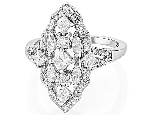MOISSANITE FIRE® 1.42CTW DEW PRINCESS CUT, MARQUISE & ROUND BRILLIANT PLATINEVE® RING - Size 6