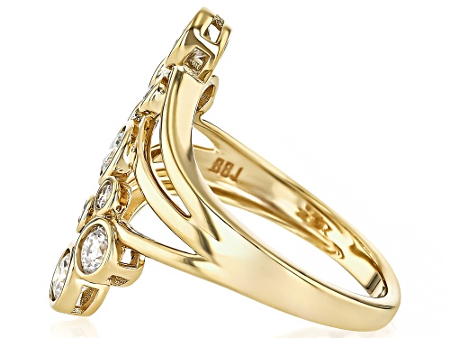 MOISSANITE FIRE® 1.13CTW DEW ROUND BRILLIANT 14K YELLOW GOLD OVER SILVER RING - Size 5