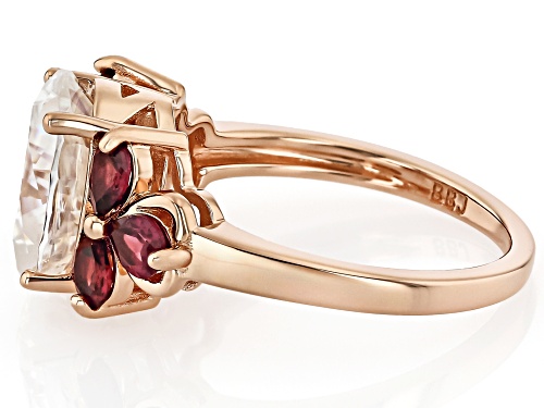 MOISSANITE FIRE® 4.20CT DEW AND RHODOLITE 14K ROSE GOLD OVER SILVER RING - Size 10