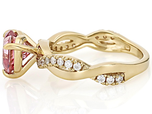 MOISSANITE FIRE® & PINK MOISSANITE 2.18CTW DEW 14K YELLOW GOLD OVER SILVER RING - Size 8