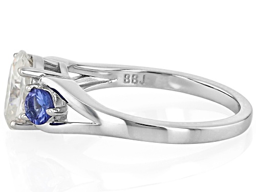 MOISSANITE FIRE® 1.50CT DEW AND TANZANITE PLATINEVE® 3 STONE RING - Size 6