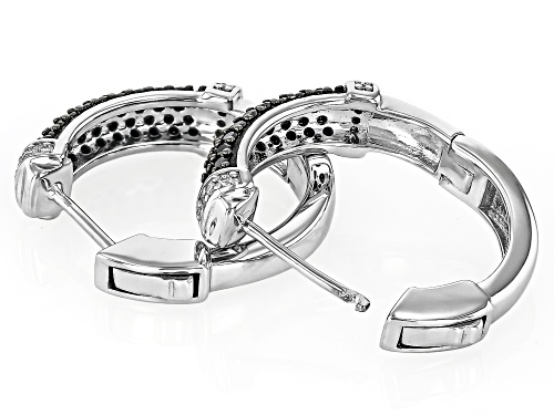 MOISSANITE FIRE® AND BLACK MOISSANITE 1.04CTW DEW ROUND BRILLIANT PLATINEVE® HOOP EARRINGS