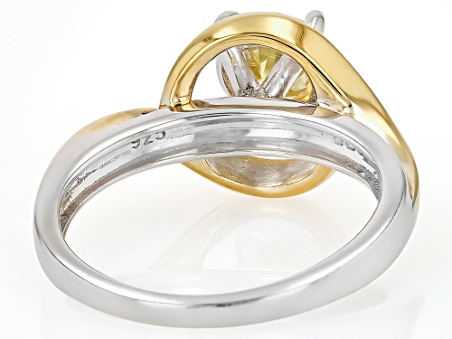 MOISSANITE FIRE® YELLOW MOISSANITE 1.20CT DEW ROUND BRILLIANT PLATINEVE® TWO TONE RING - Size 10