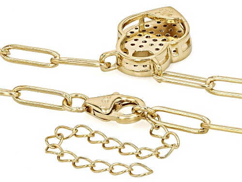 MOISSANITE FIRE® 0.43CTW DEW ROUND BRILLIANT 14K YELLOW GOLD OVER SILVER HEART NECKLACE - Size 18