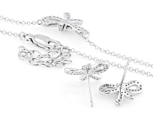 MOISSANITE FIRE® .82CTW DEW ROUND BRILLIANT PLATINEVE® BOW EARRINGS AND NECKLACE SET