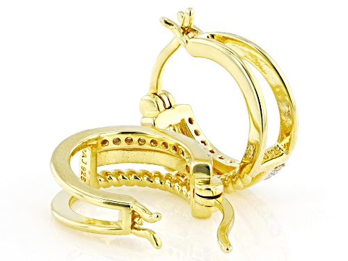 MOISSANITE FIRE® 0.24CTW DEW ROUND BRILLIANT 14K YELLOW OVER SILVER HOOP EARRINGS