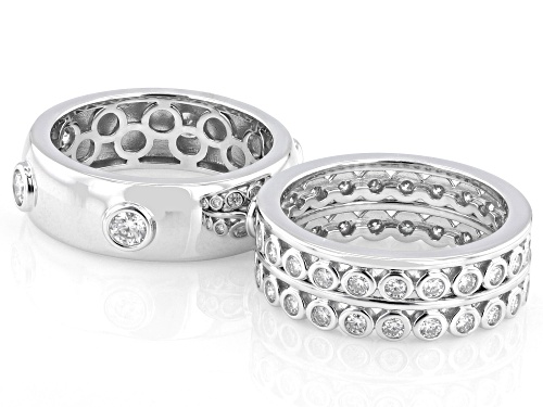 MOISSANITE FIRE® 1.52CTW DEW ROUND BRILLIANT PLATINEVE® SET OF 3 BAND RINGS - Size 7