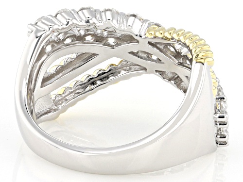 MOISSANITE FIRE® 1.32CTW DEW PLATINEVE® AND 14K YELLOW GOLD OVER SILVER RING - Size 7