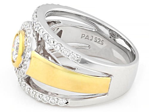 MOISSANITE FIRE® 1.60CTW DEW PLATINEVE® AND 14K YELLOW GOLD OVER SILVER RING - Size 9